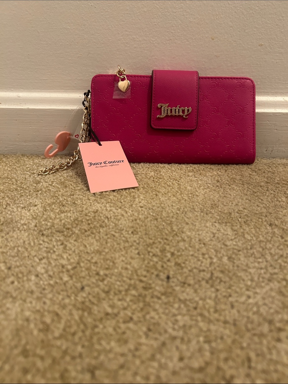 Juicy Couture Fuchsia Logo Wallet with Gold Charm